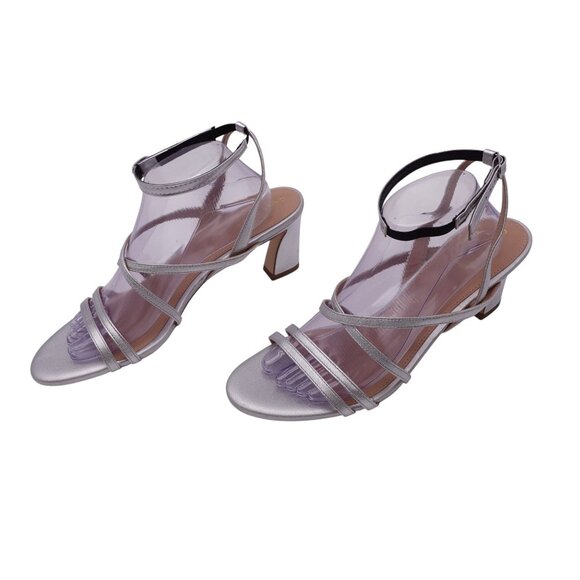 NWOB Cole Haan Addie Strappy Dress Sandals Sz 11 Silver Leather Ankle Strap - Picture 7 of 14